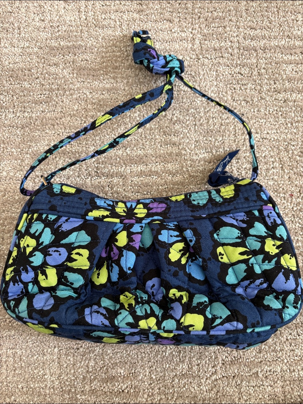 Vera Bradley Navy Floral Quilted Shoulder Bag